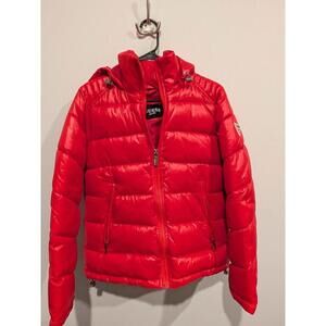 GUESS Red Puffer Jacket Small